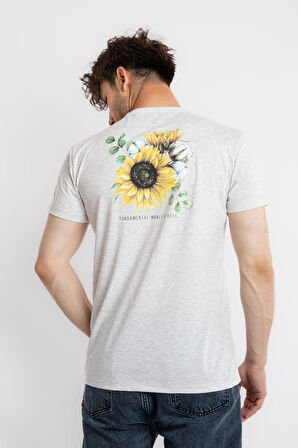 Adam Boxes O-Yaka Baskılı T-shirt Girasol - Gri Melanj
