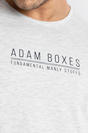 Adam Boxes O-Yaka Baskılı T-shirt Girasol - Gri Melanj