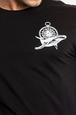 Adam Boxes O-Yaka Baskılı T-shirt Marino - Siyah