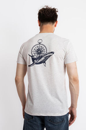 Adam Boxes O-Yaka Baskılı T-shirt Marino - Kahve Melanj