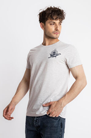 Adam Boxes O-Yaka Baskılı T-shirt Marino - Kahve Melanj