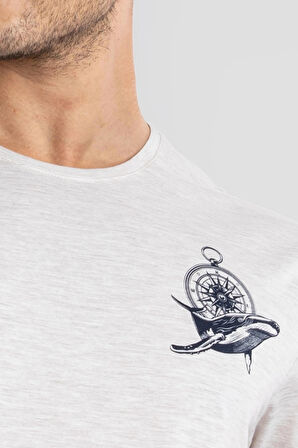 Adam Boxes O-Yaka Baskılı T-shirt Marino - Kahve Melanj