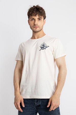 Adam Boxes O-Yaka Baskılı T-shirt Marino - Ham Pamuk