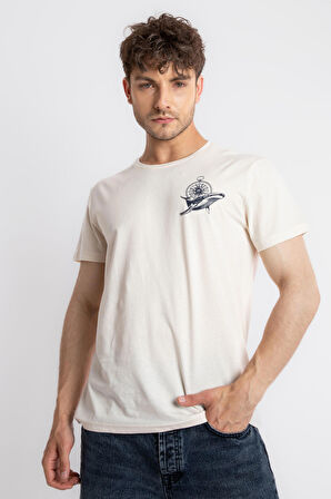 Adam Boxes O-Yaka Baskılı T-shirt Marino - Ham Pamuk