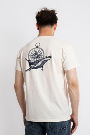 Adam Boxes O-Yaka Baskılı T-shirt Marino - Ham Pamuk