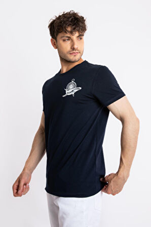 Adam Boxes O-Yaka Baskılı T-shirt Marino - Lacivert