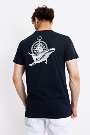 Adam Boxes O-Yaka Baskılı T-shirt Marino - Lacivert