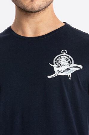 Adam Boxes O-Yaka Baskılı T-shirt Marino - Lacivert