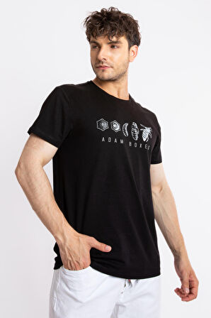 Adam Boxes O-Yaka Baskılı T-shirt Apiso - Siyah