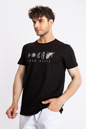Adam Boxes O-Yaka Baskılı T-shirt Apiso - Siyah