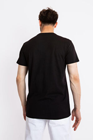 Adam Boxes O-Yaka Baskılı T-shirt Apiso - Siyah