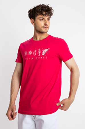 Adam Boxes O-Yaka Baskılı T-shirt Apiso - Macenta