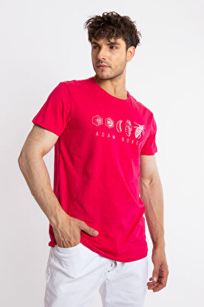 Adam Boxes O-Yaka Baskılı T-shirt Apiso - Macenta