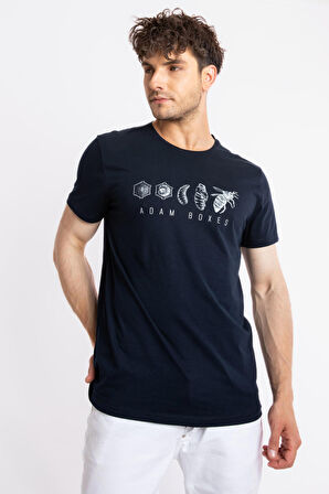 Adam Boxes O-Yaka Baskılı T-shirt Apiso - Lacivert