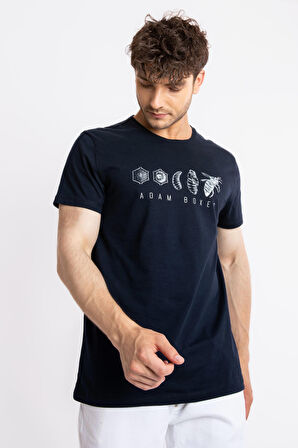 Adam Boxes O-Yaka Baskılı T-shirt Apiso - Lacivert