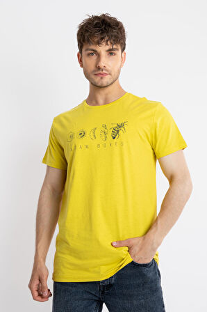 Adam Boxes O-Yaka Baskılı T-shirt Apiso - Zeytin Yeşili