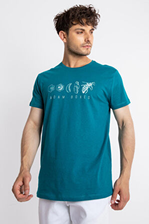 Adam Boxes O-Yaka Baskılı T-shirt Apiso - Göl Yeşili