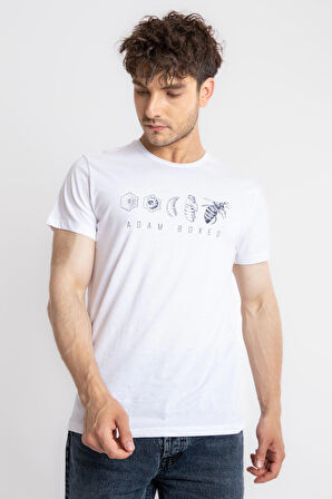 Adam Boxes O-Yaka Baskılı T-shirt Apiso - Beyaz