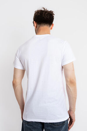 Adam Boxes O-Yaka Baskılı T-shirt Apiso - Beyaz