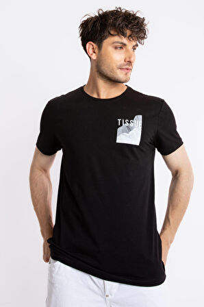 Adam Boxes O-Yaka Baskılı T-shirt Tissue - Siyah