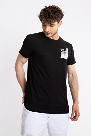 Adam Boxes O-Yaka Baskılı T-shirt Tissue - Siyah