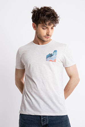 Adam Boxes O-Yaka Baskılı T-shirt Tissue - Kahve Melanj