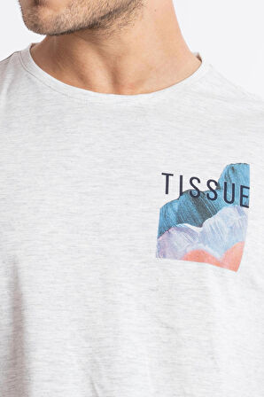 Adam Boxes O-Yaka Baskılı T-shirt Tissue - Gri Melanj