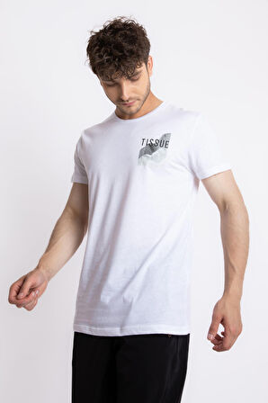 Adam Boxes O-Yaka Baskılı T-shirt Tissue - Beyaz