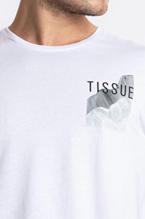 Adam Boxes O-Yaka Baskılı T-shirt Tissue - Beyaz