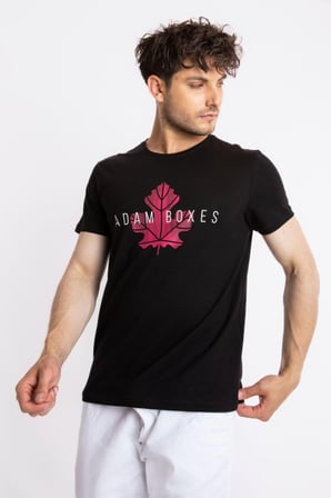 Adam Boxes O-Yaka Baskılı T-shirt Anillo -Siyah(Macenta Baskılı)