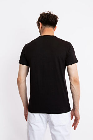 Adam Boxes O-Yaka Baskılı T-shirt Anillo -Siyah(Macenta Baskılı)