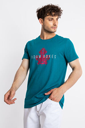 Adam Boxes O-Yaka Baskılı T-shirt Anillo - Göl Yeşili