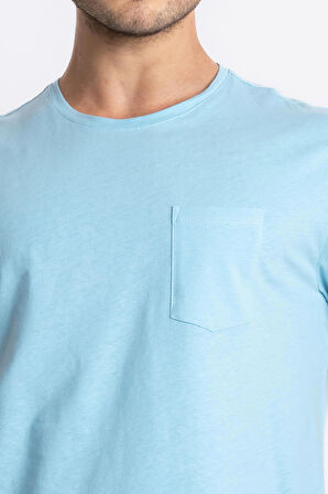 Adam Boxes O-Yaka Cepli T-shirt Bolsillo - Açık Mavi