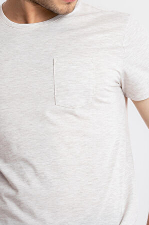 Adam Boxes O-Yaka Cepli T-shirt Bolsillo - Kahve Melanj