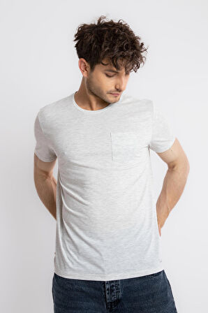 Adam Boxes O-Yaka Cepli T-shirt Bolsillo - Gri Melanj