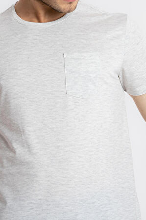 Adam Boxes O-Yaka Cepli T-shirt Bolsillo - Gri Melanj