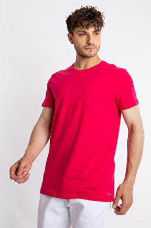 Adam Boxes O-Yaka Cepli T-shirt Bolsillo - Macenta