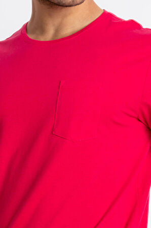 Adam Boxes O-Yaka Cepli T-shirt Bolsillo - Macenta