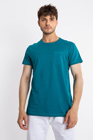 Adam Boxes O-Yaka Cepli T-shirt Bolsillo - Göl Yeşili