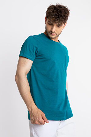 Adam Boxes O-Yaka Cepli T-shirt Bolsillo - Göl Yeşili