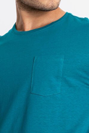 Adam Boxes O-Yaka Cepli T-shirt Bolsillo - Göl Yeşili