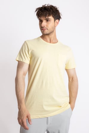 Adam Boxes O-Yaka Cepli T-shirt Bolsillo - Açık Sarı