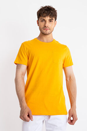 Adam Boxes O-Yaka Cepli T-shirt Bolsillo - Koyu Sarı