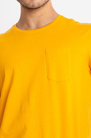 Adam Boxes O-Yaka Cepli T-shirt Bolsillo - Koyu Sarı
