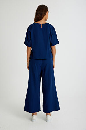 Keten Günlük Rahat Beli Lastikli Kadın İkili Takım Alt Üst