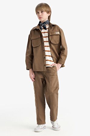 DeFacto Erkek Çocuk Loose Fit Beli Lastikli Twill Pantolon D9850A825SPBG80