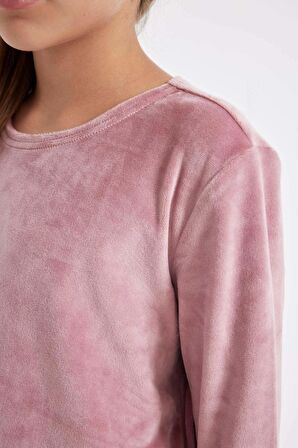Kız Çocuk Regular Fit Polar Uzun Kollu Üst Uzun Alt Pijama Takımı