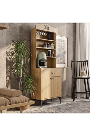 Mezza 5202 SIESTA 69 CM KAHVE KÖŞESİ ÇOK AMAÇLI DOLAP 2 KAPAKLI 1 ÇEKMECELİ KİLER MUTFAK DOLABI SEPET