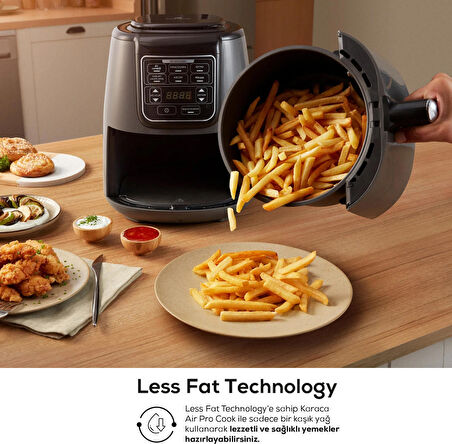 Karaca Air Pro Cook 3 In 1 Xl Ev Yemeği, Közleme, Sulu Yemek Tencereli Airfryer Fritöz Space Gray 4 Kişilik