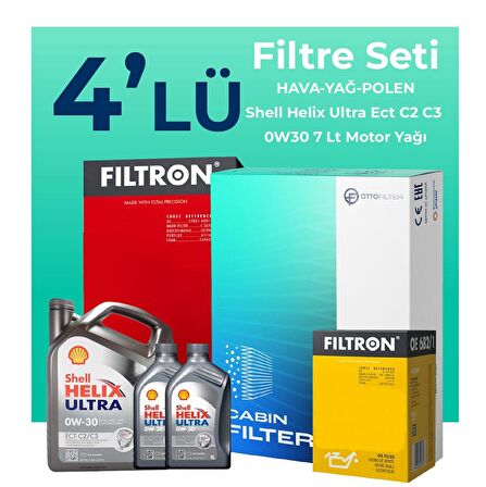 Filtron Peugeot Boxer 2.2 Dizel BLUEHDi Filtre Bakım Seti Shell Motor Yağlı (2019-2024) 4 Lü